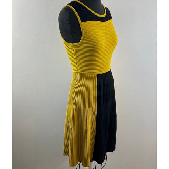 Calvin Klein Mustard Yellow Black Fit Flare Dress Size S? Small NEW - Picture 4 of 7